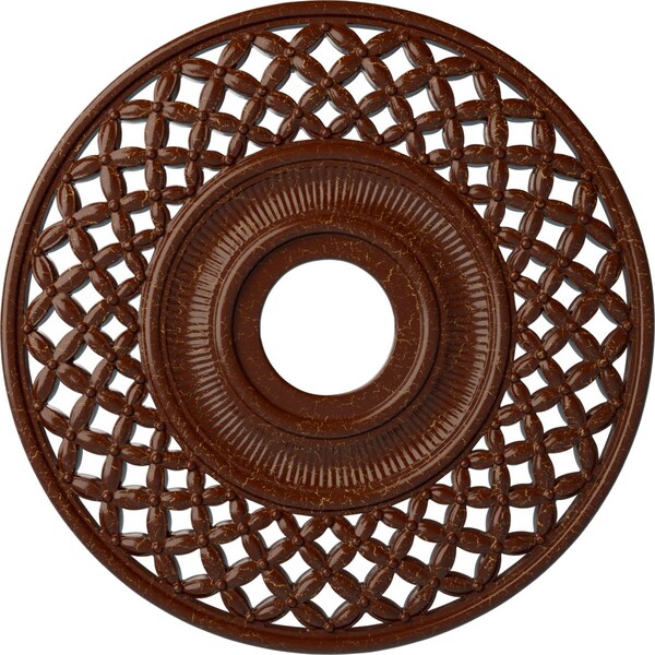 Ekena Millwork Robin Medallion (Canopies up to 6 1/4"), 22 1/4"OD x 4 3/4"ID x 1 1/4"P, Burnished Mahogany Crackle CM22RBBMC - main